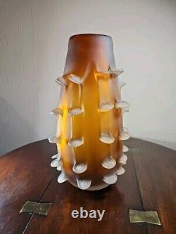 Vintage Mid Century Italian Art Glass Satin Corroso Pulled Vase