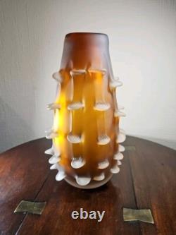 Vintage Mid Century Italian Art Glass Satin Corroso Pulled Vase