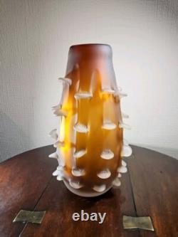 Vintage Mid Century Italian Art Glass Satin Corroso Pulled Vase