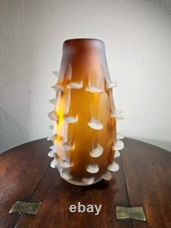 Vintage Mid Century Italian Art Glass Satin Corroso Pulled Vase