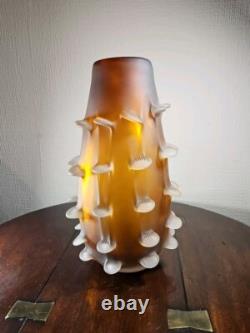 Vintage Mid Century Italian Art Glass Satin Corroso Pulled Vase