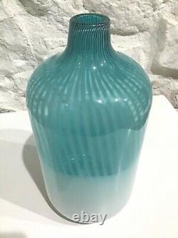 Vintage Mid-Century Modern Ermanno Nason Murano Art GLASS Vase Striped / Opaline