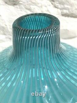 Vintage Mid-Century Modern Ermanno Nason Murano Art GLASS Vase Striped / Opaline