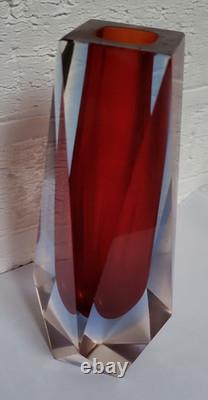 Vintage Mid Century Modern Murano Sommerso Art Glass Vase 1970s