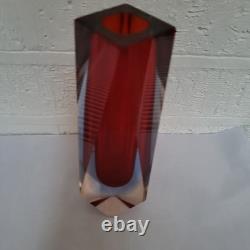 Vintage Mid Century Modern Murano Sommerso Art Glass Vase 1970s