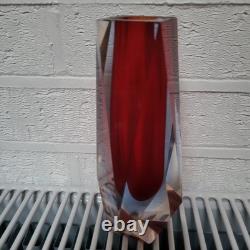 Vintage Mid Century Modern Murano Sommerso Art Glass Vase 1970s