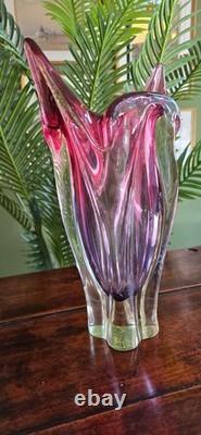 Vintage Mid Century Murano Style Glass Vase Heavy Superb Quality Decorative