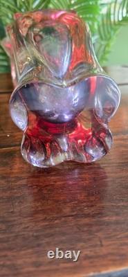 Vintage Mid Century Murano Style Glass Vase Heavy Superb Quality Decorative