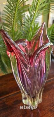 Vintage Mid Century Murano Style Glass Vase Heavy Superb Quality Decorative