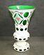 Vintage Moser Bohemian Czech Mantle Vase White Floral Green Glass