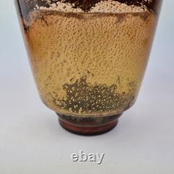 Vintage Muller Freres Luneville Art Glass Vase With Gold Leaf 14.5cm High