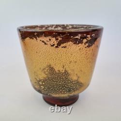 Vintage Muller Freres Luneville Art Glass Vase With Gold Leaf 14.5cm High