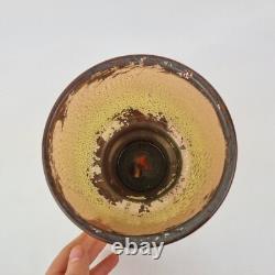 Vintage Muller Freres Luneville Art Glass Vase With Gold Leaf 14.5cm High