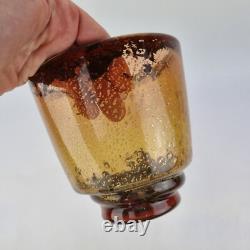 Vintage Muller Freres Luneville Art Glass Vase With Gold Leaf 14.5cm High