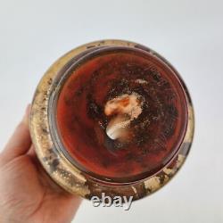 Vintage Muller Freres Luneville Art Glass Vase With Gold Leaf 14.5cm High