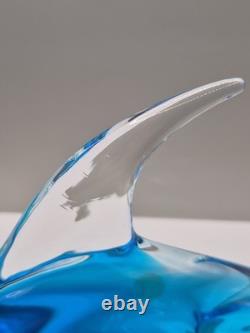 Vintage Murano Archimede Seguso Glass Dolphin Sculpture Blue Sommerso 30.5cm VGC