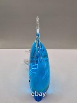 Vintage Murano Archimede Seguso Glass Dolphin Sculpture Blue Sommerso 30.5cm VGC