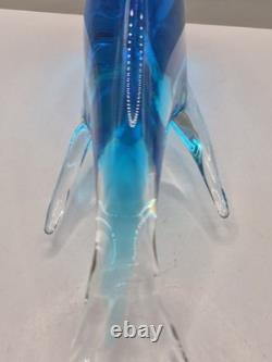 Vintage Murano Archimede Seguso Glass Dolphin Sculpture Blue Sommerso 30.5cm VGC