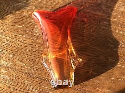 Vintage Murano Art Glass Tall Vase Hand Blown Sommerso