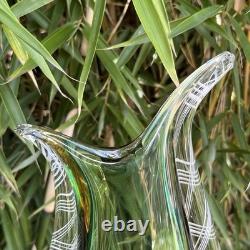 Vintage Murano Art Glass Vase Sommerso Latticino Mid Century Tear Drop Fishtail
