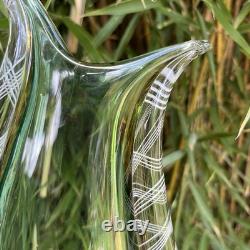 Vintage Murano Art Glass Vase Sommerso Latticino Mid Century Tear Drop Fishtail