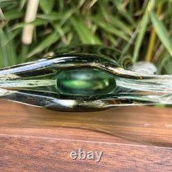 Vintage Murano Art Glass Vase Sommerso Latticino Mid Century Tear Drop Fishtail