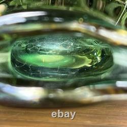 Vintage Murano Art Glass Vase Sommerso Latticino Mid Century Tear Drop Fishtail