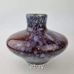 Vintage Murano Art Glass Vase Speckled Maroon 14cm High
