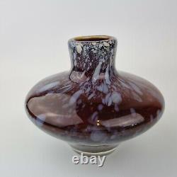 Vintage Murano Art Glass Vase Speckled Maroon 14cm High