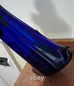 Vintage Murano Cobalt Blue Glass Vase, Art Glass, 1960s