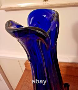 Vintage Murano Cobalt Blue Glass Vase, Art Glass, 1960s