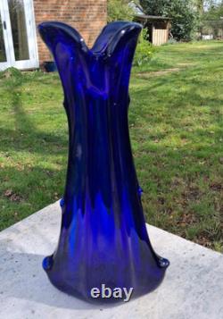 Vintage Murano Cobalt Blue Glass Vase, Art Glass, 1960s