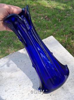 Vintage Murano Cobalt Blue Glass Vase, Art Glass, 1960s