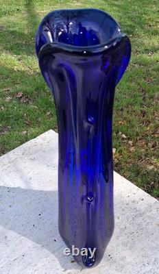 Vintage Murano Cobalt Blue Glass Vase, Art Glass, 1960s
