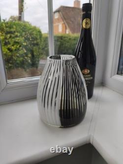 Vintage Murano Dino Martens Style Mezza Filigana Bianco Nero Art Glass Vase