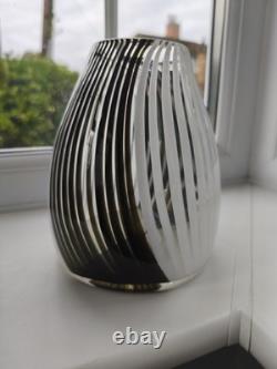 Vintage Murano Dino Martens Style Mezza Filigana Bianco Nero Art Glass Vase