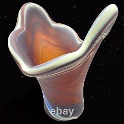 Vintage Murano End Of Day Art Glass Vase Ruffled 9T 8.5W Milti Color Vase