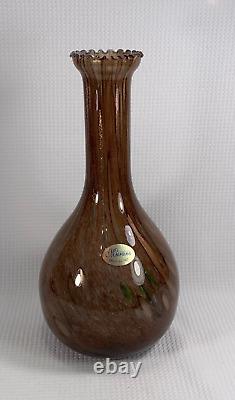 Vintage Murano Glass Vase Hand Blown Swirl Round Ribbed Top 10