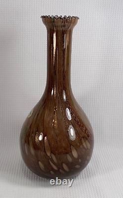 Vintage Murano Glass Vase Hand Blown Swirl Round Ribbed Top 10