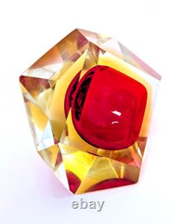 Vintage Murano Sommerso Faceted Diamond Glass Bowl Campanella Mandruzzato Era