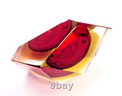 Vintage Murano Sommerso Faceted Diamond Glass Bowl Campanella Mandruzzato Era
