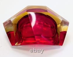 Vintage Murano Sommerso Faceted Diamond Glass Bowl Campanella Mandruzzato Era