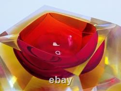 Vintage Murano Sommerso Faceted Diamond Glass Bowl Campanella Mandruzzato Era