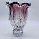 Vintage Murano Sommerso Pink Magenta Vase Art Glass Ruffled Top 9t 7w