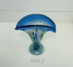 Vintage Murano Style Hand Blown Brocade Bubble Vase Art Glass Confetti Italian