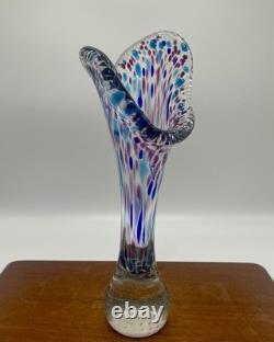 Vintage Murano Style Multicolour Art Glass Vase 28cm Handblown