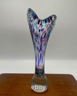 Vintage Murano Style Multicolour Art Glass Vase 28cm Handblown