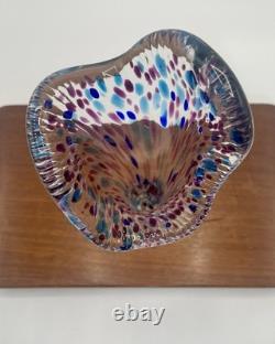 Vintage Murano Style Multicolour Art Glass Vase 28cm Handblown