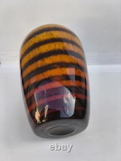 Vintage Murano Tiger Stripe Art Glass Vase Hand Blown 26cm