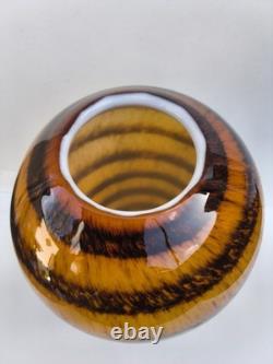 Vintage Murano Tiger Stripe Art Glass Vase Hand Blown 26cm